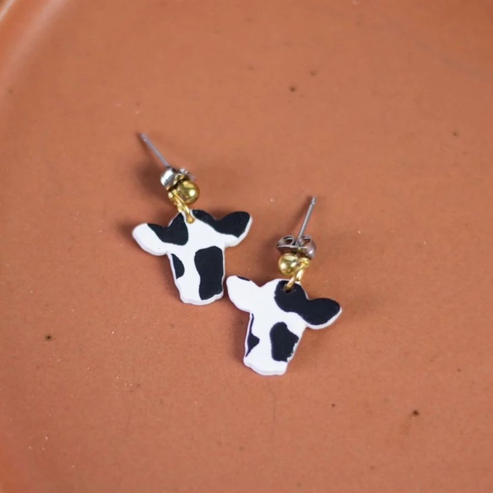 Clay Cow Earrings Never Worn